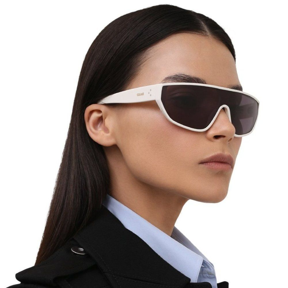 NEW Celine CL40195I 25A Ivory Smoke Shield Mask Unisex Sunglasses CL 40195I - Picture 3 of 13